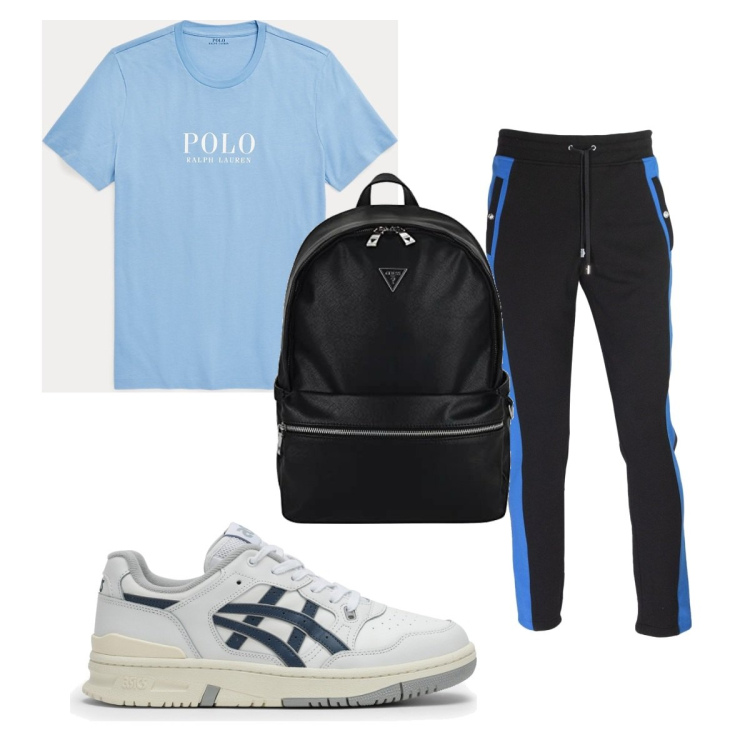 Outfit uomo - Total look #1733162. Stile Casual per Tutti i giorni. Abbinamento con pantaloni, t-shirt, sneakers, borse sportive.