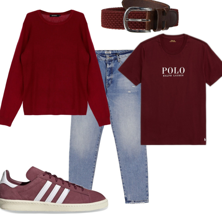 Outfit uomo - Casual jeans e maglione. Stile Casual per Tutti i giorni. Abbinamento con jeans dritti, pullovers, t-shirt, cinture, sneakers.