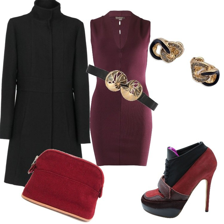 Outfit donna - I saldi di YOOX. Stile Glamour per Serata fuori. Abbinamento con borse a mano, cappotti, cinture, stivaletti, orecchini, vestiti corti.