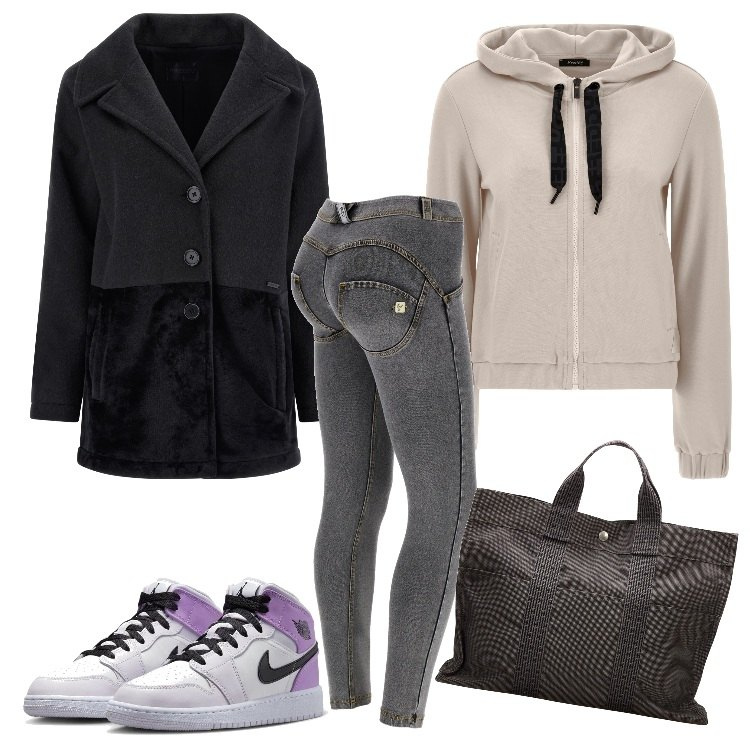 Outfit donna - Myself. Stile Casual chic per Tutti i giorni. Abbinamento con borse a mano, sneakers, cappotti, jeggings, felpe con cappuccio.