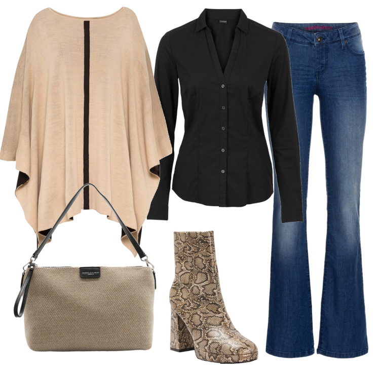 Outfit donna - Stivaletti trendy. Stile Casual chic per Tutti i giorni. Abbinamento con camicie, jeans bootcut, cappotti, stivaletti, borse a mano.