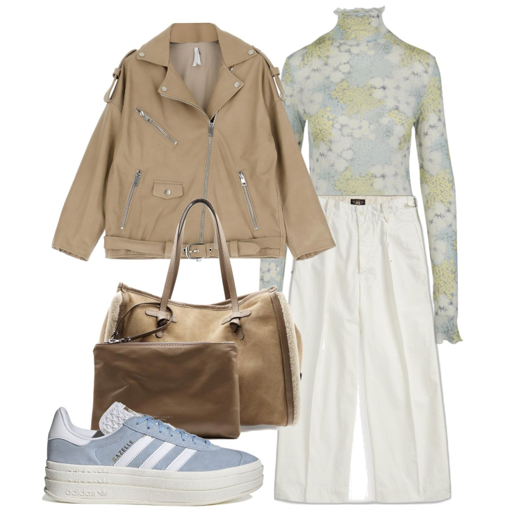 Outfit donna - I pantaloni bianchi. Stile Casual per Tutti i giorni. Abbinamento con giacche, pantaloni, sneakers alte, t-shirt, pochette.