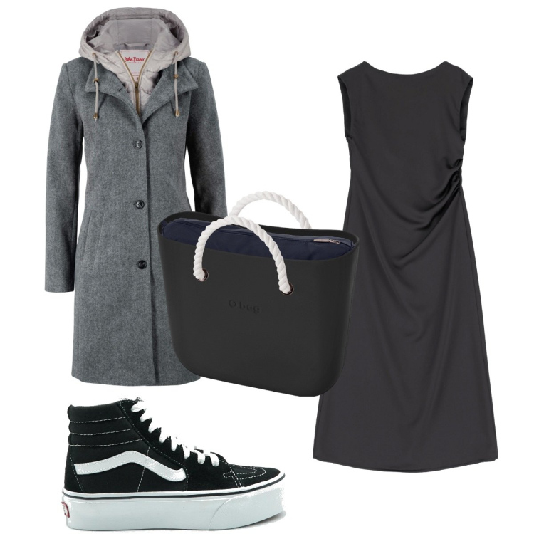 Outfit donna - Total look #1733967. Stile Trendy per Tutti i giorni. Abbinamento con cappotti, vestiti midi/longuette, borse a spalla, sneakers.