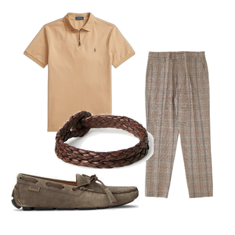 Outfit uomo - Total look #1734100. Stile Casual per Tutti i giorni. Abbinamento con pantaloni capri, braccialetti, scarpe stringate, polo.