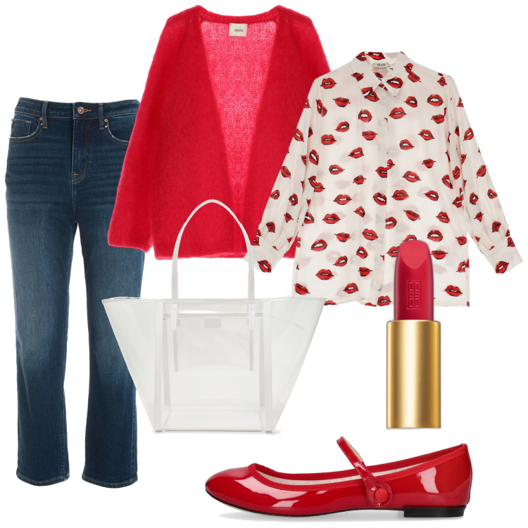 Outfit donna - Smack!. Stile Trendy per Tutti i giorni. Abbinamento con rossetti, jeans boyfriend, cardigans, camicie, ballerine, borse tote.