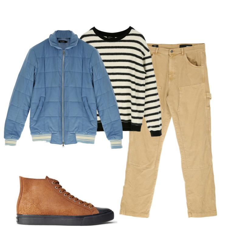 Outfit uomo - Casual in città. Stile Casual per Tutti i giorni. Abbinamento con pantaloni, giacche, pullovers, sneakers.