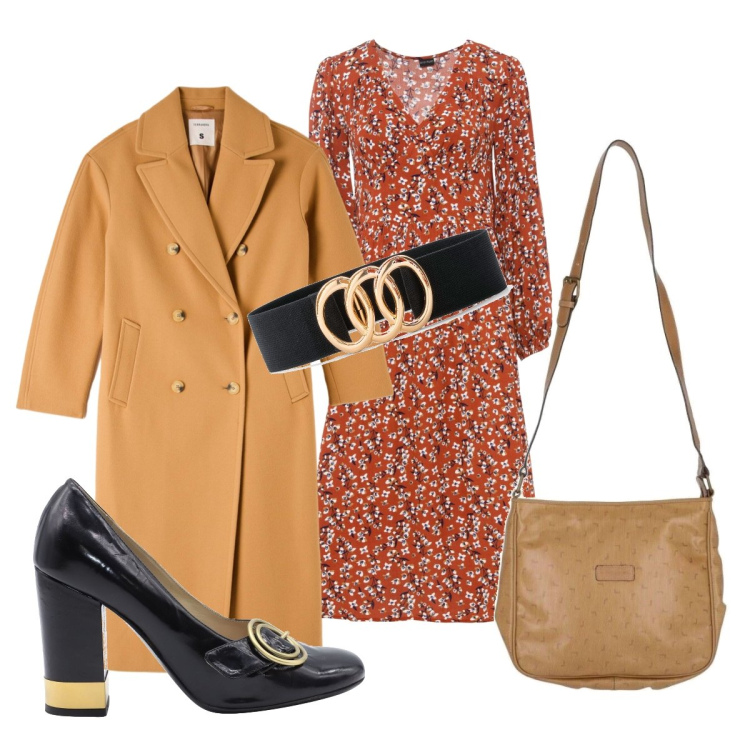 Outfit donna - Total look #1734935. Stile Glamour per Serata fuori. Abbinamento con cinture, vestiti midi/longuette, décolleté, borse a tracolla, cappotti.