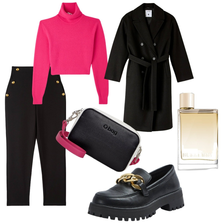 Outfit donna - Giornata all\' università con Terranova. Stile Casual chic per Scuola/Università. Abbinamento con profumi, pantaloni chino, mocassini, maglieria, cappotti, borse a tracolla.