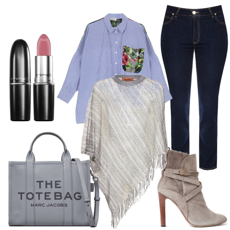 Outfit donna - Curvy trendy. Stile Trendy per Ufficio. Abbinamento con rossetti, jeans, camicie, stivaletti, cappotti, shopping bag.