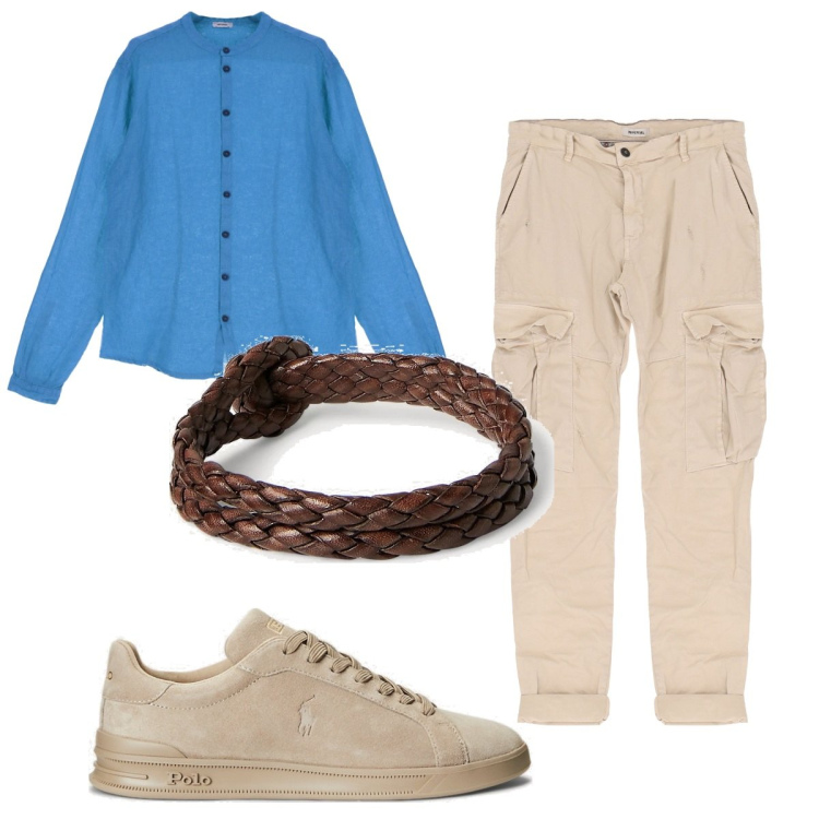 Outfit uomo - Total look #1735133. Stile Trendy per Tutti i giorni. Abbinamento con pantaloni, camicie, sneakers, braccialetti.