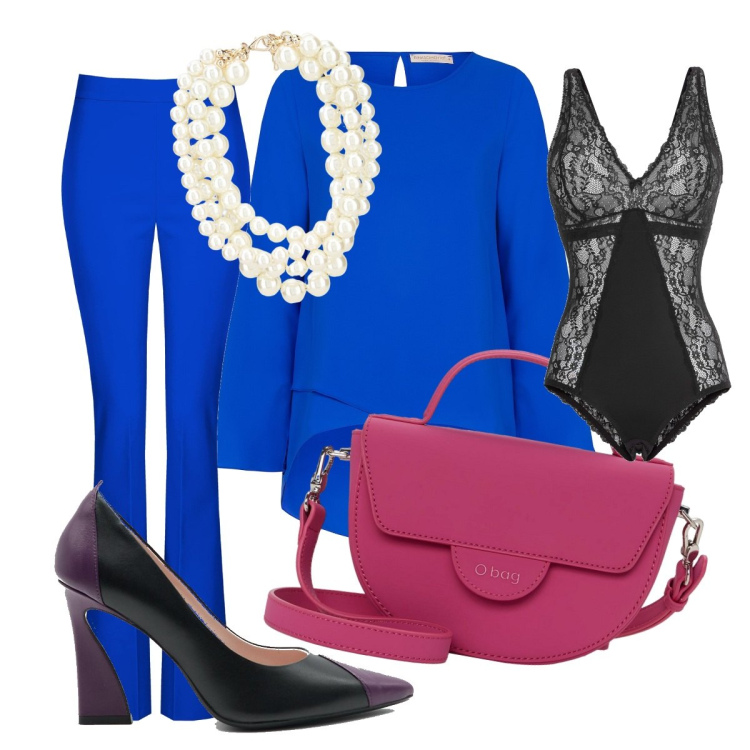Outfit donna - Total look #1735224. Stile Bon Ton per Serata fuori. Abbinamento con body, bluse, pantaloni, collane, borse a spalla, décolleté.