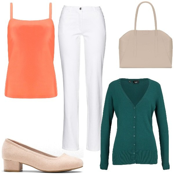 Outfit donna - Outfit davvero basic. Stile Basic per Tutti i giorni. Abbinamento con pantaloni, décolleté, cardigans, canottiere, borse a spalla.