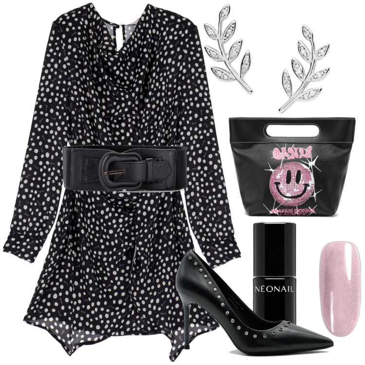 Outfit donna - Total look #1735528. Stile Casual chic per Tutti i giorni. Abbinamento con cinture, smalti, vestiti corti, décolleté, borse tote, orecchini.