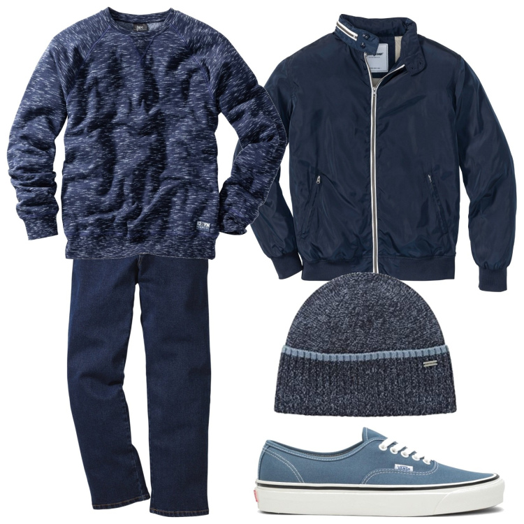 Outfit uomo - Urban style IV. Stile Urban Abbinamento con jeans dritti, giacche, felpe, berretti, sneakers.