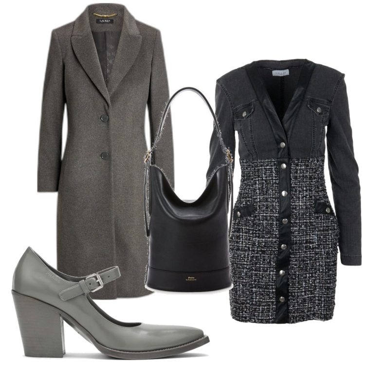 Outfit donna - Total look #1735794. Stile Trendy per Ufficio. Abbinamento con borse a secchiello, cappotti, vestiti, décolleté.