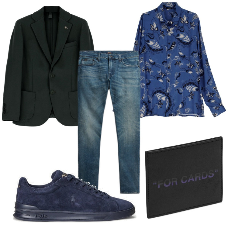 Outfit uomo - Total look #1735885. Stile Trendy per Tutti i giorni. Abbinamento con camicie, cappotti, sneakers, jeans, portafogli.