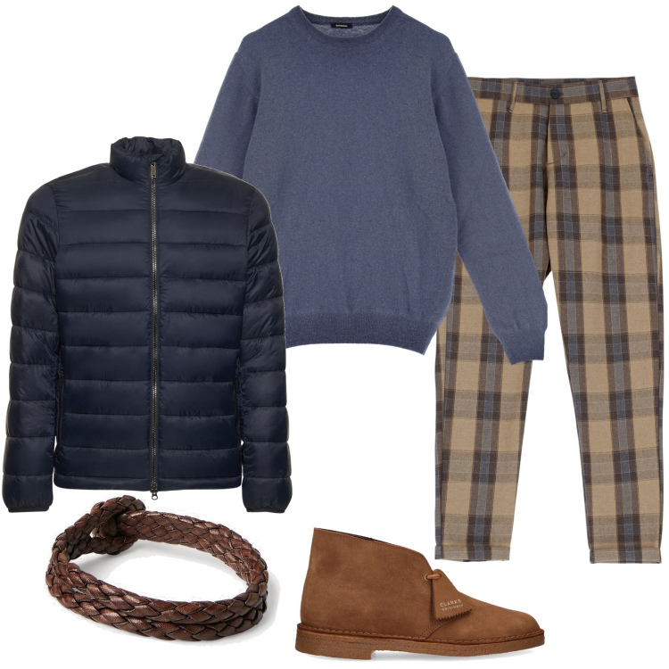 Outfit uomo - Look Versatile. Stile Trendy per Tutti i giorni. Abbinamento con pullovers, pantaloni, braccialetti, stivali, piumini.