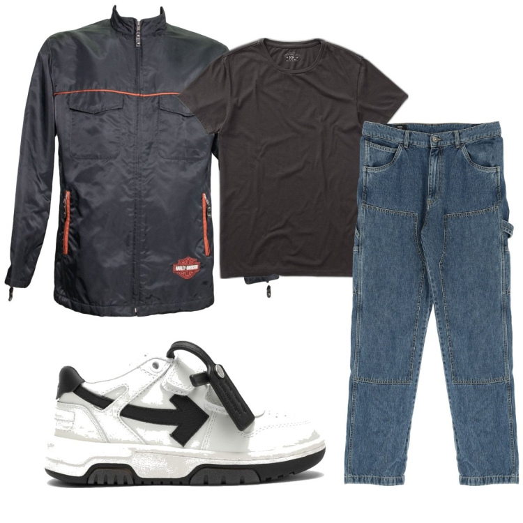 Outfit uomo - Total look #1736612. Stile Trendy per Tutti i giorni. Abbinamento con giacche, pantaloni, t-shirt, sneakers.