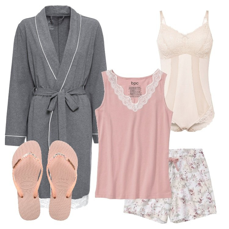 Outfit donna - Total look #1736715. Stile Romantica per Tutti i giorni. Abbinamento con pigiama, body, vestaglie, infradito.
