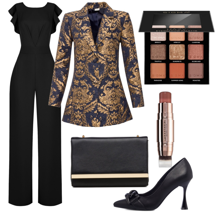 Outfit donna - Cena romantica a Vienna. Stile Chic per Serata fuori. Abbinamento con cappotti, blush, ombretti, tute, décolleté, clutch.