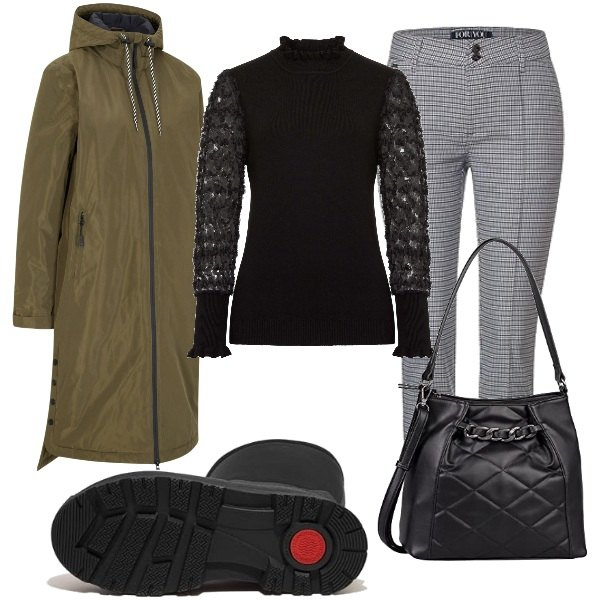 Outfit femme - Urban #8357. Style Urban pour Bureau. Assortir avec manteaux, pulls, pantalon , bottes en caoutchouc, sacs à main.