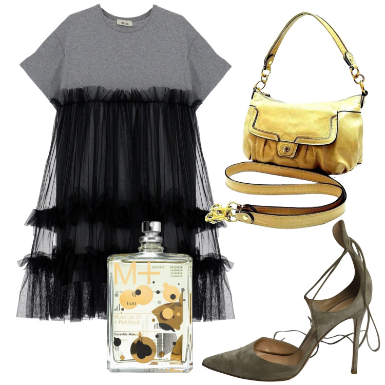 Outfit donna - Con le amiche a New York. Stile Glamour per Serata fuori. Abbinamento con décolleté, borse a spalla, profumi, vestiti corti.