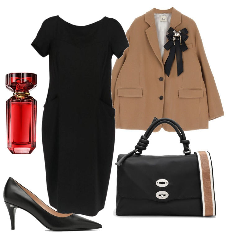 Outfit donna - Elegante per il sabato sera. Stile Chic per Serata fuori. Abbinamento con vestiti midi/longuette, profumi, cappotti, borse a mano, décolleté.
