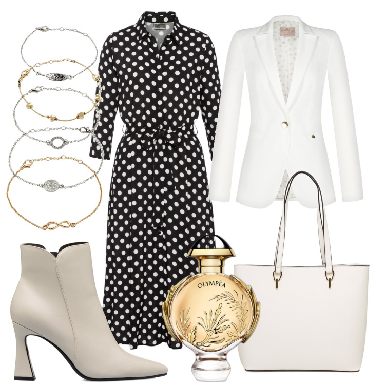 Outfit donna - Regalati una vacanza di stile con Smartb. Stile Romantica per Tutti i giorni. Abbinamento con braccialetti con ciondoli, vestiti midi/longuette, profumi, giacche, stivaletti, borse a spalla.
