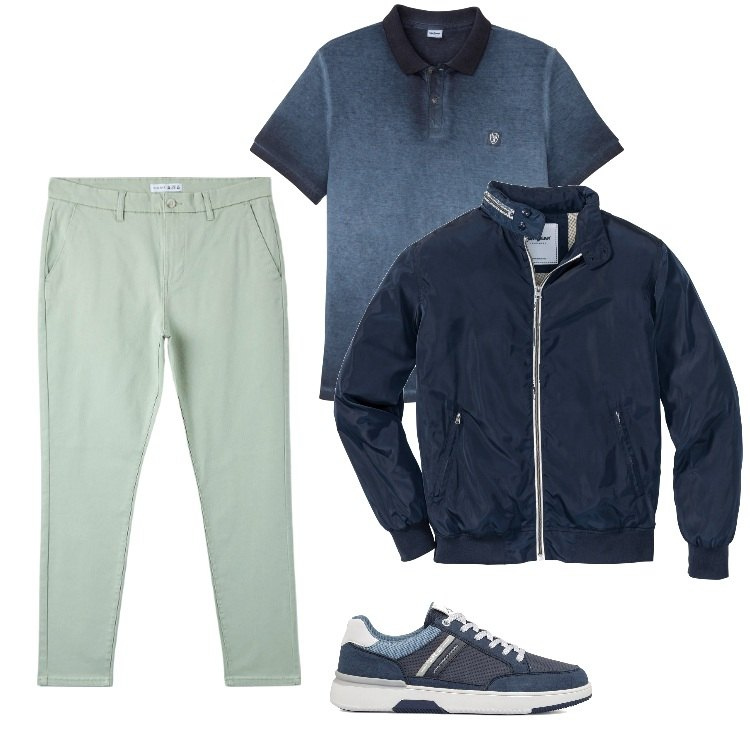 Outfit uomo - Total look #1737458. Stile Casual per Ufficio. Abbinamento con polo, giacche, pantaloni skinny, sneakers.