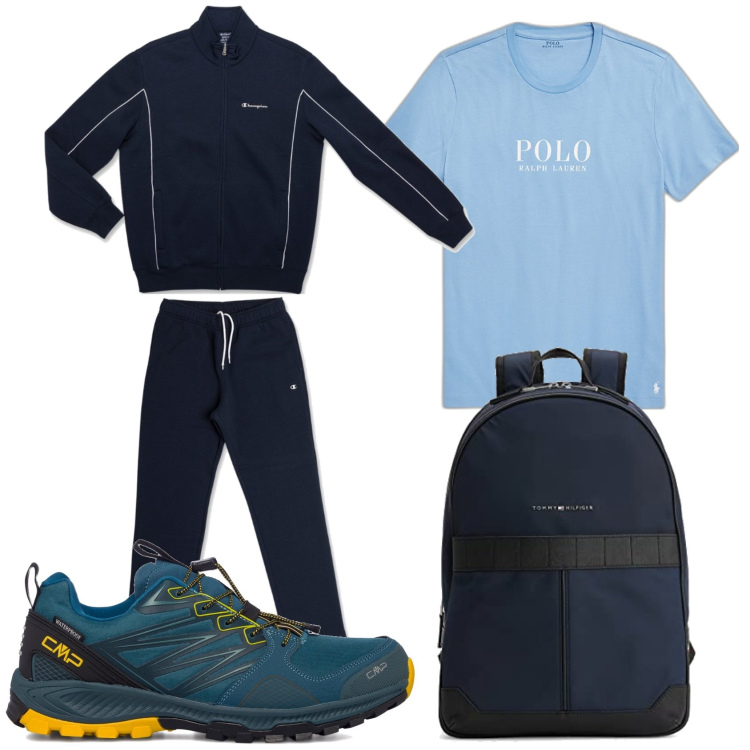 Outfit uomo - Vado in palestra. Stile Casual per Sport. Abbinamento con t-shirt, tute sportive, scarpe sportive, borse sportive.