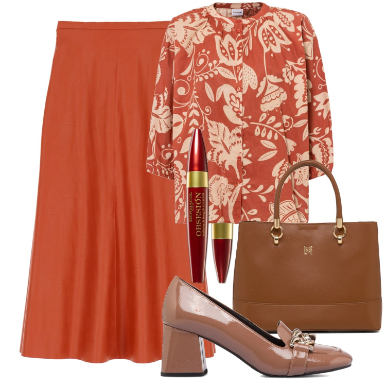 Outfit donna - Total look #1737605. Stile Bon Ton per Ufficio. Abbinamento con camicie, mascara, décolleté, borse a mano, gonne longuette.