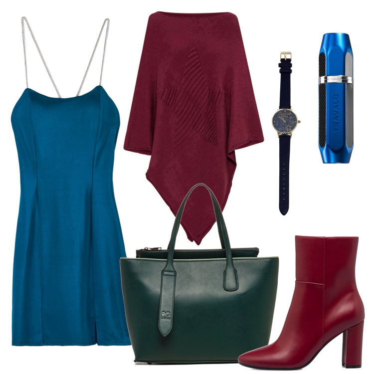 Outfit donna - Come abbinare tre colori. Stile Chic per Tutti i giorni. Abbinamento con cappotti, profumi, vestiti a tubino, borse a spalla, stivaletti, orologi.