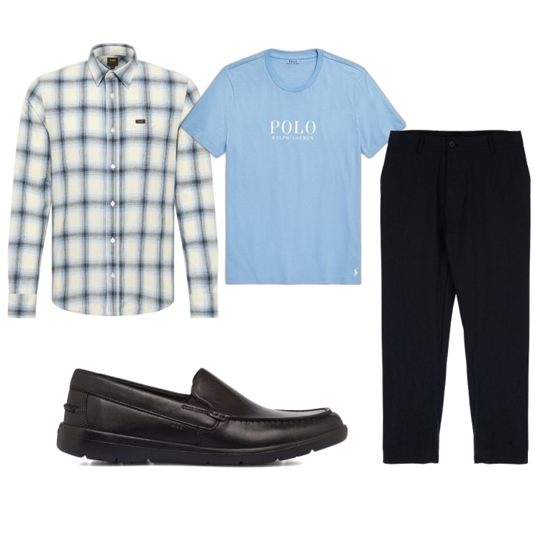 Outfit uomo - Total look #1737856. Stile Casual per Tutti i giorni. Abbinamento con pantaloni, t-shirt, camicie, scarpe stringate.
