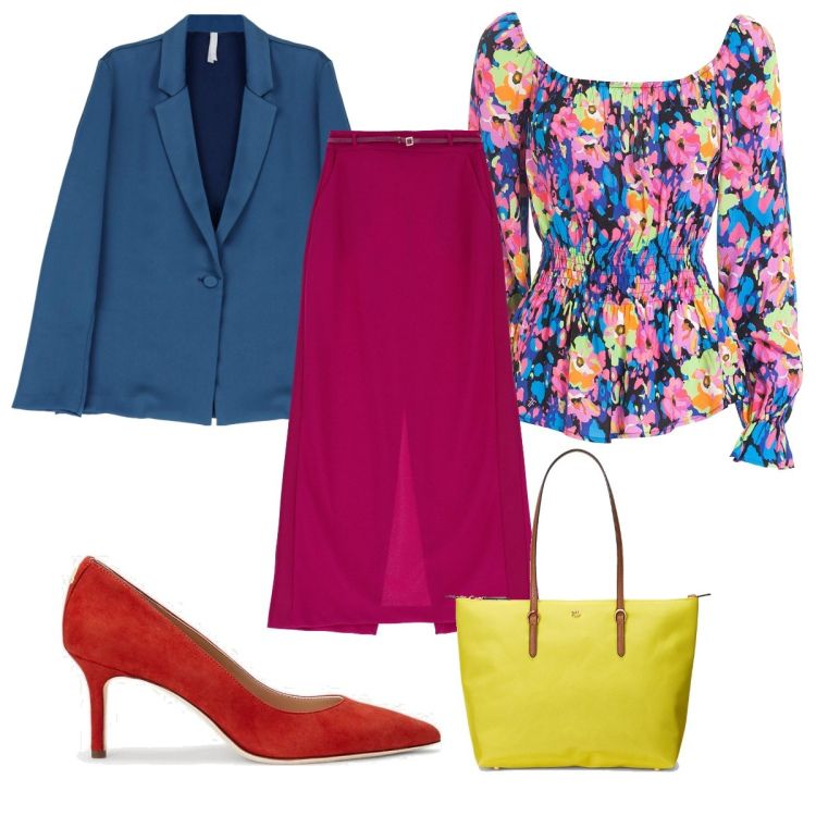 Outfit donna - Romantic love. Stile Romantica per Tutti i giorni. Abbinamento con bluse, gonne lunghe, giacche, borse tote, décolleté.