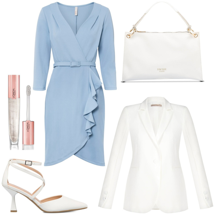 Outfit donna - Invitata di giorno. Stile Bon Ton per Cerimonia. Abbinamento con vestiti, gloss, giacche, décolleté, borse a mano.