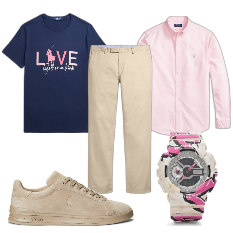 Outfit uomo - Total look #1738088. Stile Trendy per Tutti i giorni. Abbinamento con sneakers, pantaloni chino, camicie, t-shirt, orologi analogici.
