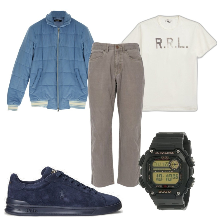 Outfit uomo - Total look #1738123. Stile Casual per Tutti i giorni. Abbinamento con jeans dritti, giacche, sneakers, t-shirt, orologi.