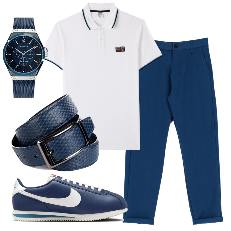 Outfit uomo - Total look #1738126. Stile Casual per Ufficio. Abbinamento con polo, pantaloni, cinture, orologi, sneakers.