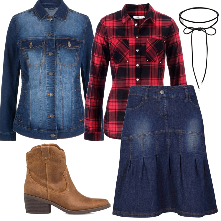 Outfit donna - Come Calamity Jane. Stile Casual per Tutti i giorni. Abbinamento con camicie, giacche, gonne, stivaletti texani, collane.