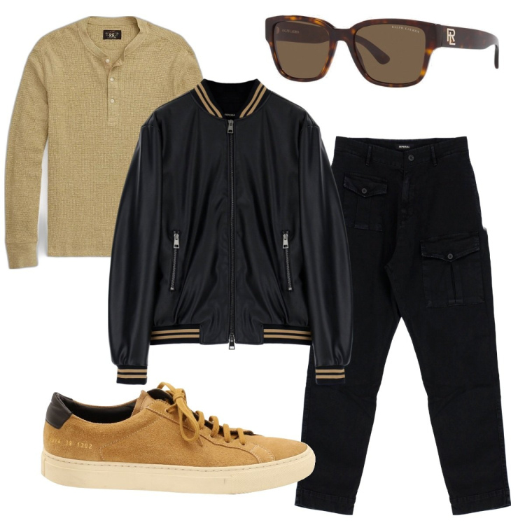 Outfit uomo - Arriva l\'autunno. Stile Casual per Ufficio. Abbinamento con sneakers alte, giacche, pantaloni, occhiali da sole, t-shirt.