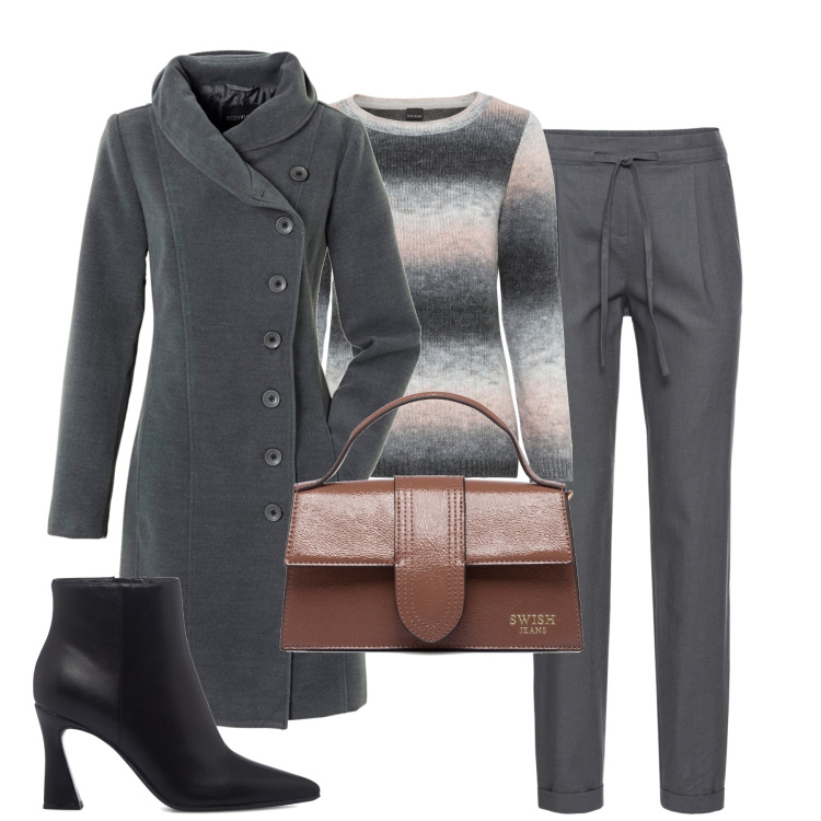 Outfit donna - City. Stile Casual chic per Tutti i giorni. Abbinamento con pantaloni, maglieria, cappotti, stivaletti, borse a mano.