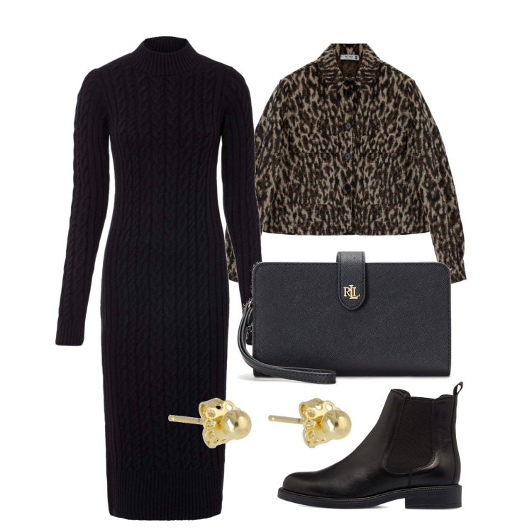 Outfit donna - Ghost outfitter - ottobre. Stile Trendy per Tutti i giorni. Abbinamento con vestiti, cappotti, pochette, stivaletti, orecchini.