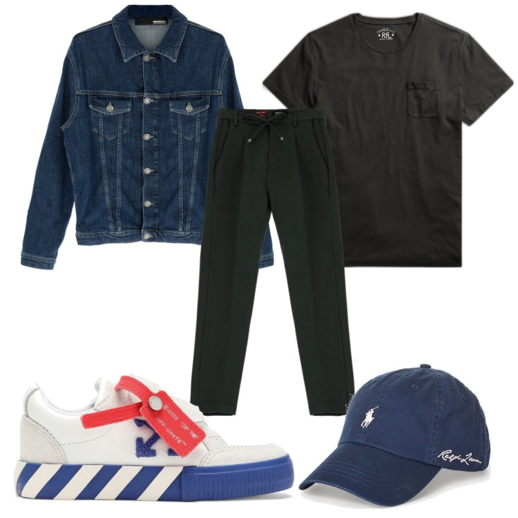 Outfit uomo - Total look #1738692. Stile Trendy per Tutti i giorni. Abbinamento con giacche, pantaloni, t-shirt, cappelli, sneakers.