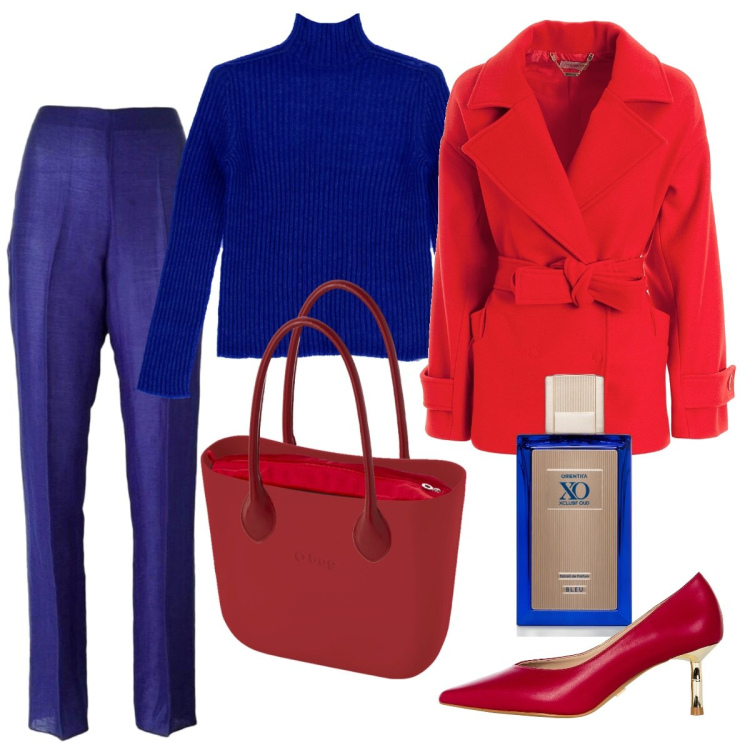 Outfit donna - Color iblock. Stile Glamour per Tutti i giorni. Abbinamento con profumi, pullovers, cappotti, décolleté, pantaloni, borse a spalla.