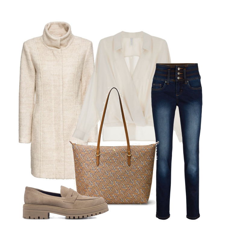 Outfit donna - Ghost outfitter - ottobre. Stile Basic per Tutti i giorni. Abbinamento con jeans, cappotti, camicie, mocassini, borse tote.