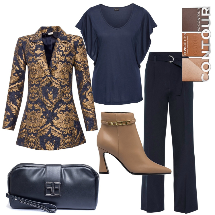 Outfit donna - La giacca regale. Stile Chic per Serata fuori. Abbinamento con maglieria, pantaloni, cappotti, terre, pochette, stivaletti.