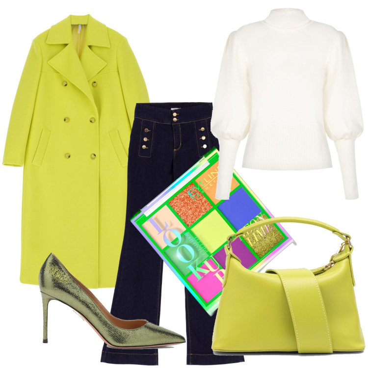 Outfit donna - Un colore che spacca. Stile Glamour per Serata fuori. Abbinamento con ombretti, maglieria, cappotti, jeans, valigie, scarpe col tacco.