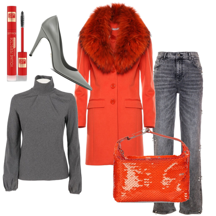 Outfit donna - Stiletto e paillattes. Stile Trendy per Serata fuori. Abbinamento con maglieria, mascara, cappotti, jeans dritti, borse a mano, décolleté.