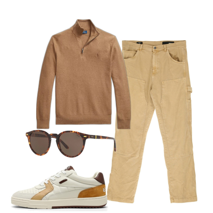 Outfit uomo - Sneakers i love you. Stile Casual per Tutti i giorni. Abbinamento con pantaloni, occhiali da sole, maglieria, sneakers.