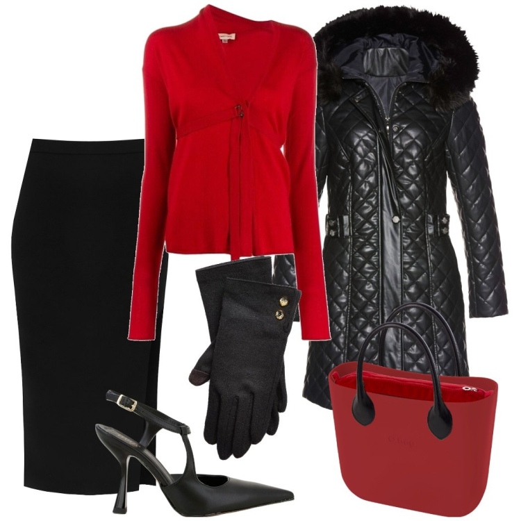 Outfit donna - Romantica Londra. Stile Chic per Serata fuori. Abbinamento con cappotti, cardigans, gonne, décolleté, guanti, borse a spalla.